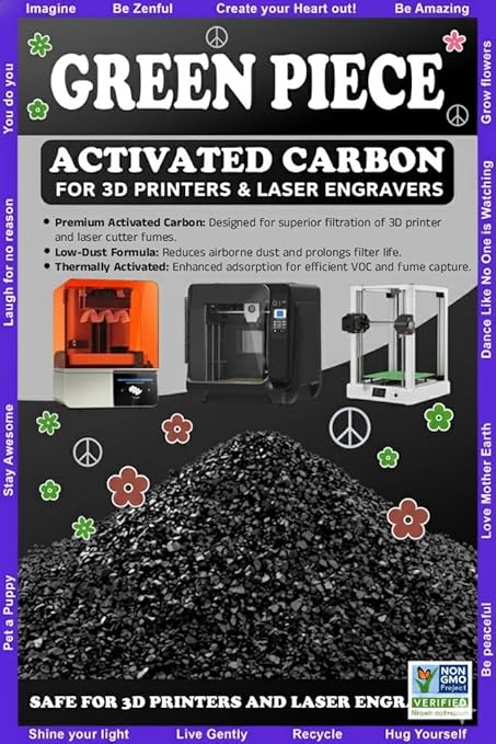 Activated Carbon for 3D Printers & Laser Engravers – Thermally Activated - Low-Dust GAC Charcoal - High-Absorption Filter Refill - 1 lb - Clean Filter - Print Cleaner - Save Money