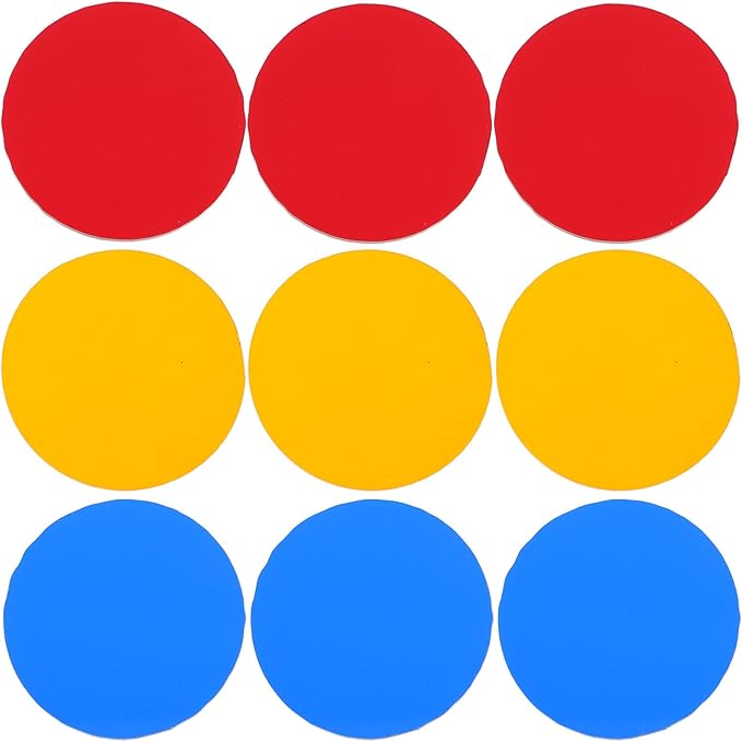 Educational Color Filter Boards 9 Pieces Circular Transparent Color Film Sheets 1.96X1.96 Inch for Lighting Effects Correction and Cognitive Learning Tools