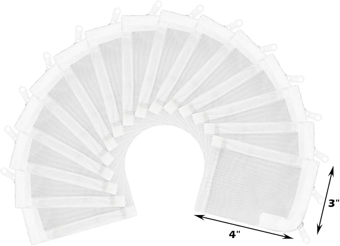 AQUANEAT Aquarium Filter Media Bags 15pcs Fish Tank Extra Fine 100 Micron Mesh Bags with Plastic Zipper for Activated Carbon (3" x 4")