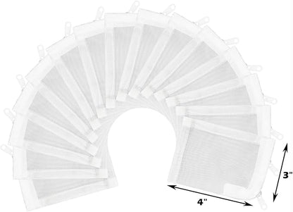 AQUANEAT Aquarium Filter Media Bags 15pcs Fish Tank Extra Fine 100 Micron Mesh Bags with Plastic Zipper for Activated Carbon (3" x 4")
