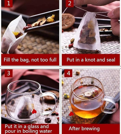 300Pcs Tea Filter Bags, Disposable Tea Filter Bags for Loose Leaf Tea from Safe Natural Materials, Empty Tea Bags Suitable for Loose-Leaf Tea, Spices, Herbs, Bring Tea Spoon (3.54 x 2.75 inch)