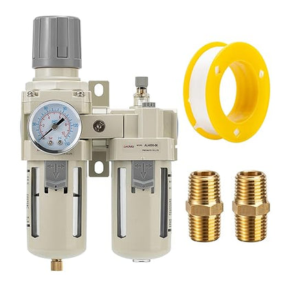 Air Compressor Pressure Regulator,Gauge(0-150PSI),Water Separator For Air Compressor Semi-Auto Drain 3/4 NPT Threaded Interface