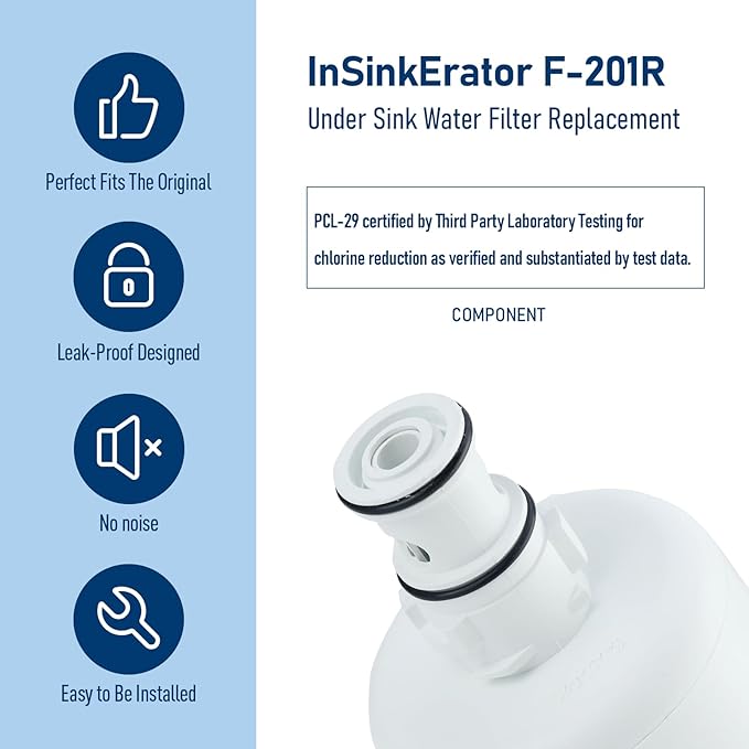 F-201R Under Sink Water Filter, Replacement for InSinkErator Instant Hot & Hot/Cool Water Dispensers Water Filter Cartridge F-201R, 500 Gallons (4 Packs)