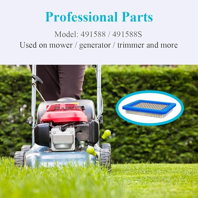 HOODELL 10 Pack 491588S Air Filter + 394358 Fuel Filter Compatible with 491588 4915885, Toro 20332, Craftsman 33644, Pro Performance for Push Lawn Mower