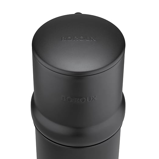 Boroux Compact Gravity-Fed Countertop Stainless Steel Water Filter System | 1.8 Gallons with 2 Authentic Black Foundation. Filters | Matte Black