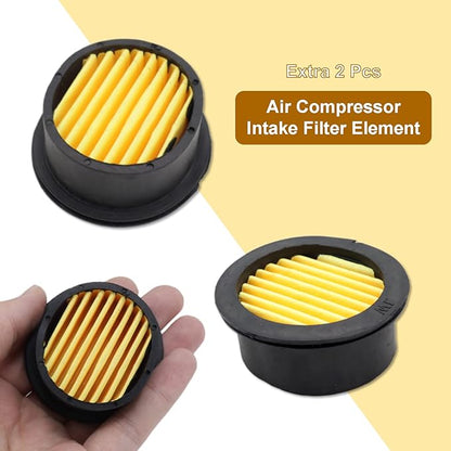 Pack of 2 Air Compressor Silencers with Replacement Elements, 3/8" Thread Intake Filter Silencer, 16mm Metal Filter Noise Muffler Replacement Parts