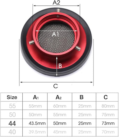 Carburetor Carb Velocity Stack 44mm Air Cleaner Filter Modified Trumpet Aluminum Alloy with Sponge Filter Steel Mesh for GY6 150cc PZ24 PZ30 PHBH Suggest Small Displacement (Red,44mm)