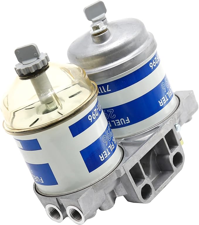 Dual Double Fuel Filter Assembly Replacement for Ford 2000 3000 4000 and More Replacement for Allis Chalmers, Massey Ferguson, Landini New Holland NH Universal Replaces 7111-296 EBPN9N166AA
