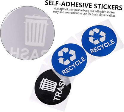 8pcs Garbage Can Stickers Waste Sorting Decals Recycling Bin Sticker Kitchen Trashcan Decals PVC Material