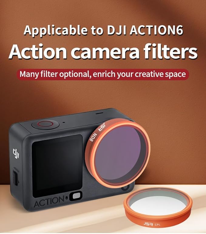 Osmo Action 6 Filter,Lens Filter Set for DJI Osmo Action 6 Camera,Waterproof, Oil-Resistant, Easy to Install (Star+CPL+ND8 16 32 64+Night+Black Mist 1/4)