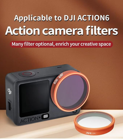 Osmo Action 6 Filter,Lens Filter Set for DJI Osmo Action 6 Camera,Waterproof, Oil-Resistant, Easy to Install (Star+CPL+ND8 16 32 64+Night+Black Mist 1/4)