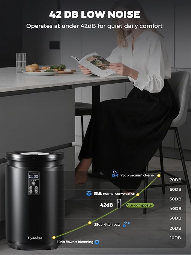 Electric Composter for Kitchen Smart Odorless Countertop Compost Bin Machine Quiet Larger 4.5L Indoor Food Cycler with Auto Cleaning, 3 Modes, 2 Carbon Packs, Turn Food Waste into Fertilizer