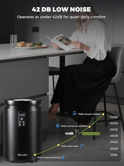 Electric Composter for Kitchen Smart Odorless Countertop Compost Bin Machine Quiet Larger 4.5L Indoor Food Cycler with Auto Cleaning, 3 Modes, 2 Carbon Packs, Turn Food Waste into Fertilizer