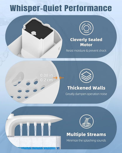 Pawfly 106 GPH 5 W Turtle Tank Filter, Low Water Level Turtle Filter for 5-30 Gallon Tanks, Ultra Quiet Adjustable Internal Filter for Turtle Tanks, Mechanical & Bio-Filtration Turtle Water Filter