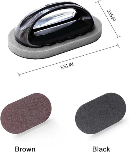 Nano Carborundum Sponge,Emery Sponge Kitchen Pot Brush with Handle,Scouring Pad Pot Scrubber,Pot Cleaner for Bottom of Pans,Wet Dry Sanding Sponges (Black*1pc)