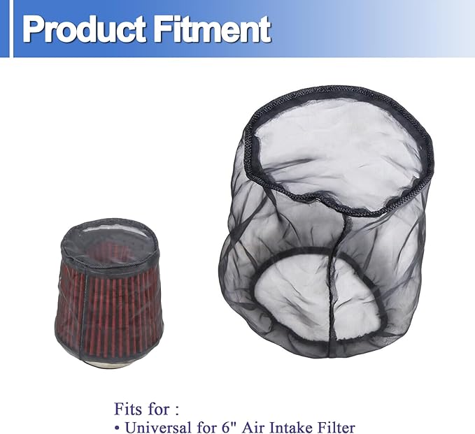 Air Filter Cover Small Dustproof Protective Cover Fits for Harley Davidson Touring Model Universal Cold Air Intake Filter Sock Wrap (Size S), 1 Pack