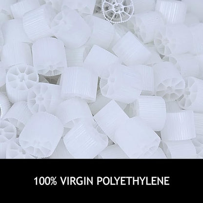 Moving Bed Bio Filter Media - 20mm, White, for Koi Ponds, Aquariums, Aquaculture, Aquaponics (100 pcs)
