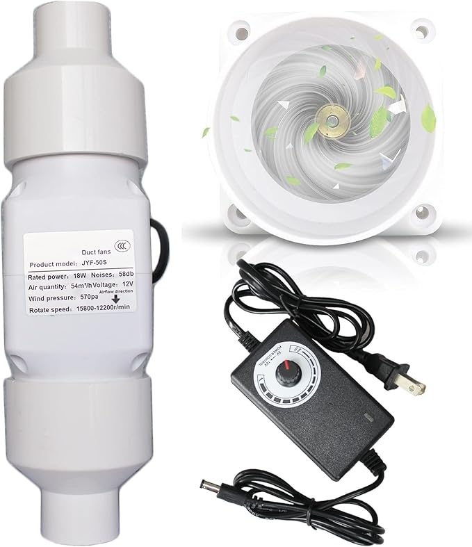 Air Circulation Duct Fan 2 Inch 50Mm Inline Extractor 32Cfm Fan Air Diffuser Blower for Filter Grow Tent Ceiling Wall Bathroom Ventilation (Color : Adjustable Speed, Size : 50-25mm)