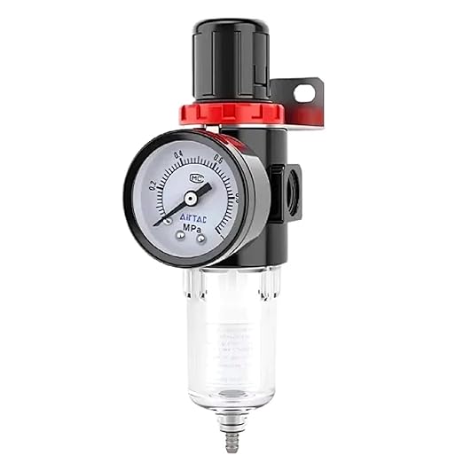 Compressed Air Low Pressure Filter Regulator Airtac AFR2000-C 1/4'' NPT 0-60 PSI Combo Piggybac Adjustable,Bracket,Gauge Semi-Auto Drain