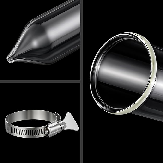 Chunful Glass Extractor Extraction Filter Tube 20" Long 50mm Diameter Thick and Sturdy Extraction Filter Tubes with Stainless Steel Clamp