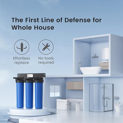 Waterdrop Whole House Water Filter,Carbon Filter, Reduce Iron & Manganese Filter Cartridge, Replacement for Any 20" x 4.5" System, 5 Micron, WD-WF20FG