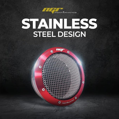 NGR Turbo Filter (Drag Edition) | Universal 4 inch & 3.5 inch Turbo Screen Protector | Cold Air Intake Turbo Screen for Engine Performance & Protection | Red