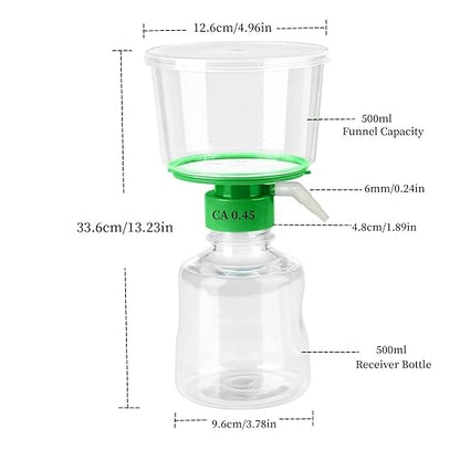 500ML Sterile Vacuum Filter Units with 0.45um CA Membrane, Individually Wrapped