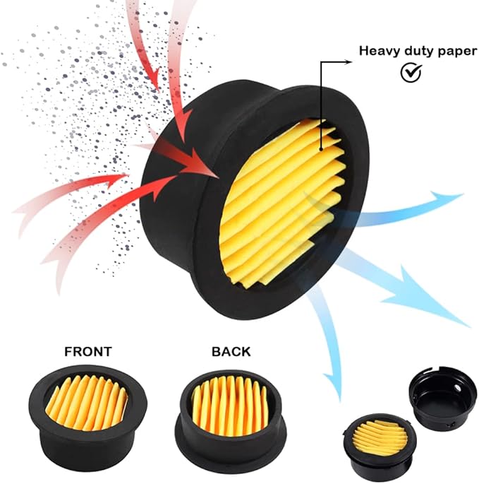 6PCS Air Compressor Replacement Filter Elements for 1/2'' 1/4" 3/8"Air Compressor Intake Paper Filter Sound Muffler Accessories for Generators, Blowers, Exhaust Ports HE015