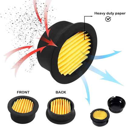 6PCS Air Compressor Replacement Filter Elements for 1/2'' 1/4" 3/8"Air Compressor Intake Paper Filter Sound Muffler Accessories for Generators, Blowers, Exhaust Ports HE015
