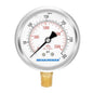 MEASUREMAN 2-1/2inch Dial Size, Glycerin Filled Pressure Gauge, 0-300psi/kpa, 304 Stainless Steel Case, 1/4 inchNPT Lower Mount