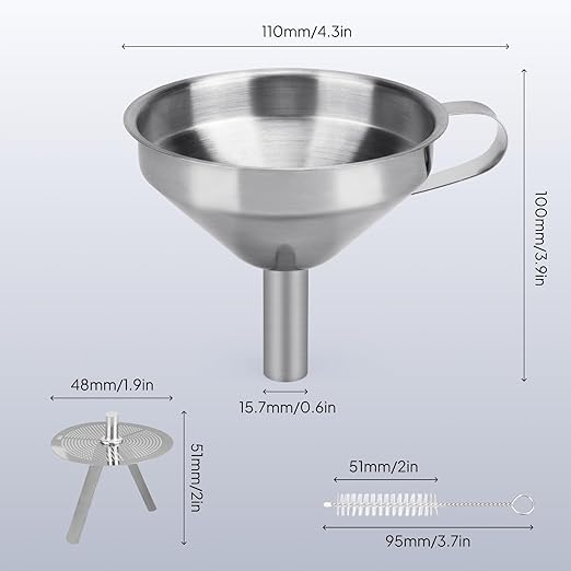 ELEGOO Stainless Steel Funnel, 3D Resin Metal Funnel with Filter and Cleaning Brush for SLA/DLP/LCD 3D Printer UV Resin