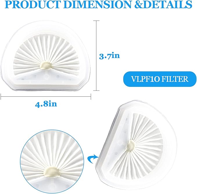 Improvedhand VLPF10 Filter Replacement Compatible with Black and Decker Dustbuster Hand Vacuum Replace Model # HLVA315J HLVA320J00 N575266 (4 Pack)