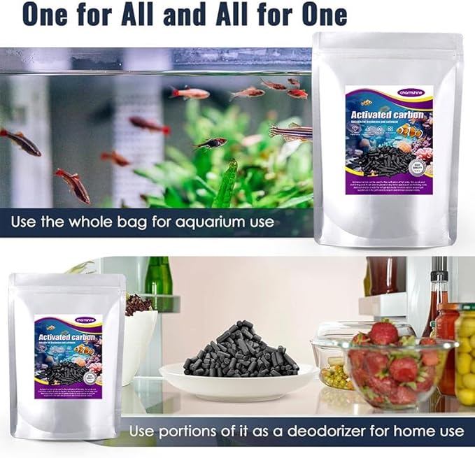Activated Carbon Pellets for Aquarium Filter Media Activated Charcoal Bulk Fish Tank Charcoal Pellets Carbon Aquarium Filter for Fish Tanks, Freshwater,Saltwater (1.1lb with Mesh Bag)