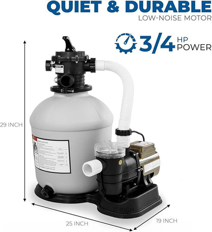 XtremepowerUS 16" Sand Filter Swimming Pool 3/4 HP Pool Pump Timer 15,000GAL Above Ground Pool Set