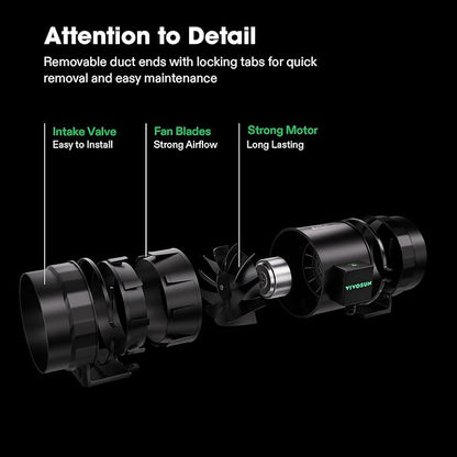 VIVOSUN Smart Air Filtration S8 Kit 8", AeroZesh S8 Inline Duct Fan with E12 Speed Controller, Carbon Filter & 25' Ducting, Cooling & Ventilation System for Grow Tents, Indoor Gardening, Hydroponics