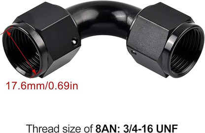 EVIL ENERGY 8AN Female to 8AN Female 90 Degree Swivel Coupler Union Fitting Adapter Aluminum Black 2PCS