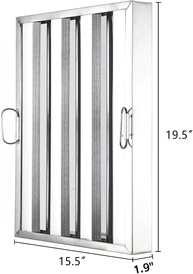 19.5 in x15.5 in Commercial Hood Filters - 430 Stainless Steel 5-Groove Baffle Filters for Restaurant Kitchen Exhaust Hoods Pack of 6