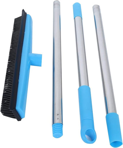 Multifunctional Broom, Telescopic Carpet Rake Rubber Pp 12.6in Brush Easy Wash Floor Carpet Broom for Pet Hair Dust Removal Tile Window Cleaner (Blue)