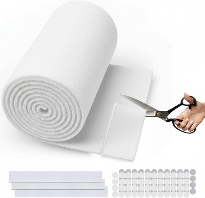 Air Vent Filter White, 12"X120" Cut to Size Air Filter Roll (80 + Filters), Electrostatic Vent Filter Material for Home Floor, Ceiling, Grilles, HVAC Vent, Compression Packing (Thickness: 0.2 In)