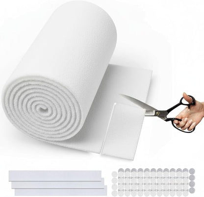 Air Vent Filter White, 12"X120" Cut to Size Air Filter Roll (80 + Filters), Electrostatic Vent Filter Material for Home Floor, Ceiling, Grilles, HVAC Vent, Compression Packing (Thickness: 0.2 In)