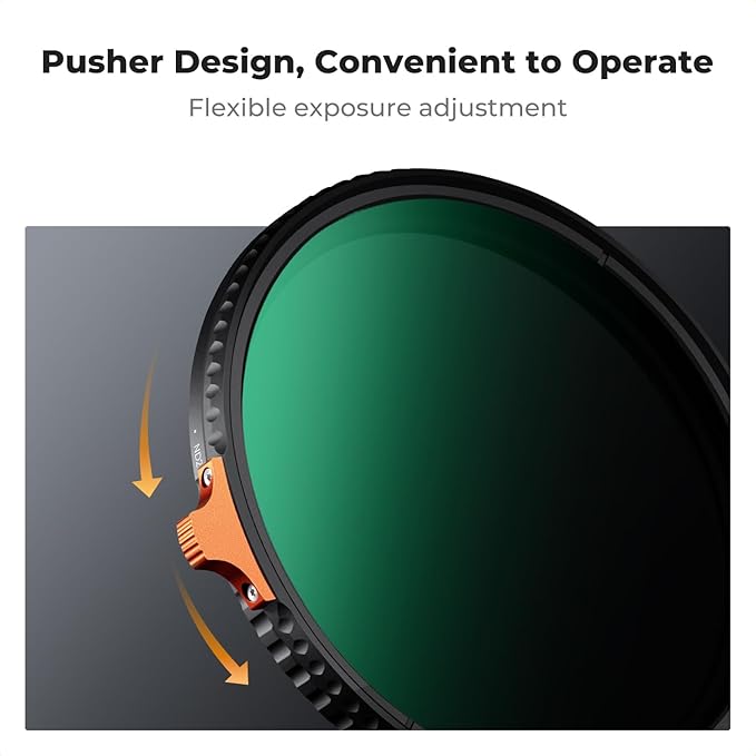 K&F CONCEPT 58mm Ultra-Low Reflectivity Putter Variable ND Filter ND2-ND400 (1-9 Stops) 28 Multi-Layer Coatings AGC Glass Adjustable Neutral Density Camera Lens Filter (Nano-X Series)