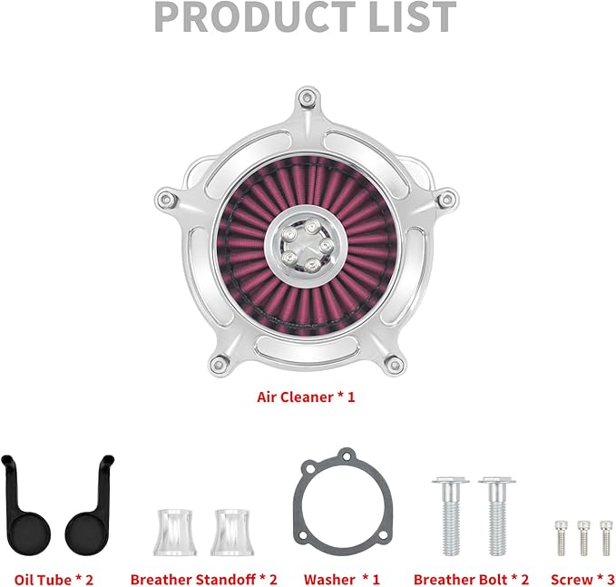 HDBUBALUS Motorcycle CNC Spike Air Cleaner Air Filter Intake System Filter (A-For Sportster XL models 04-22)