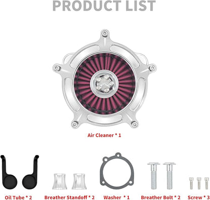 HDBUBALUS Motorcycle CNC Spike Air Cleaner Air Filter Intake System Filter (A-For Sportster XL models 04-22)