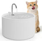 Ceramic Cat Water Fountain, 2.2L/74oz Pet Water Fountain for Cats and Dogs, Automatic Pet Drinking Fountain with Pump, Filter & Foam (White)