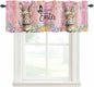 Easter Curtain Valances for Windows, Kitchen Valance Window Treatment, Spring Rabbit Eggs Flowers Flags Leaves Wood Grain Light Filtering Block Curtains for Bathroom/Bedroom/Living Room 60'' x 18''