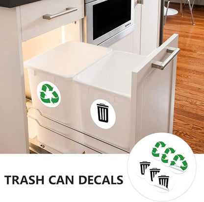 BESTOYARD 6-Pack Adhesive Garbage Classification Decals Waterproof Waste Sorting Stickers for Trash Can Organization