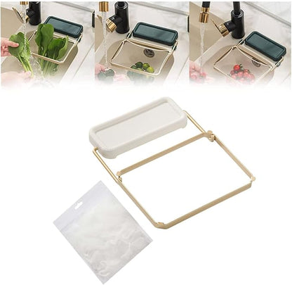 50Pcs Kitchen Residue Mesh Bag Sink Strainer Collapsible Food Catcher Square Bracket Corner Hanging Drain Basket Filter Screen Holder for Waste White 2pcs