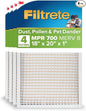 Filtrete 18x20x1 AC Furnace Air Filter, MPR 700, MERV 8, Tough on Pollen, Easy on Airflow, 3-Month Pleated 1-Inch Electrostatic Air Cleaning Filter, 4-Pack (Actual Size 17.81 x 19.81 x 0.81 in)