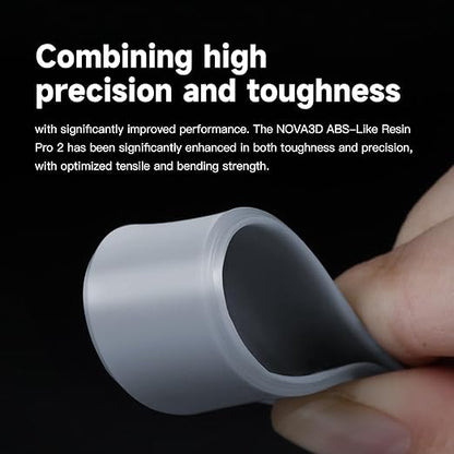 Nova3D ABS-Like Precision 2.0 3D Printer Resin – Enhanced Toughness & Strength, High Precision, Low Odor, Wide Compatibility with 12K/14K LCD Resin 3D Printers (Gray, 1kg)