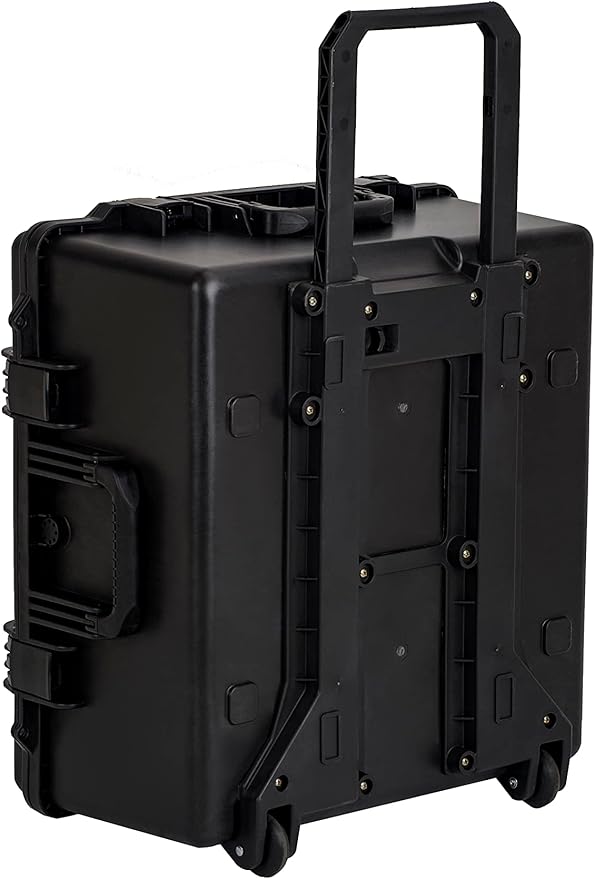 MEIJIA Portable All Weather Waterproof Hard Case, Camera Case with Customizable Fit Foam And Rolling Wheels, 24.8"X23.7"X13.17",Elegant Black